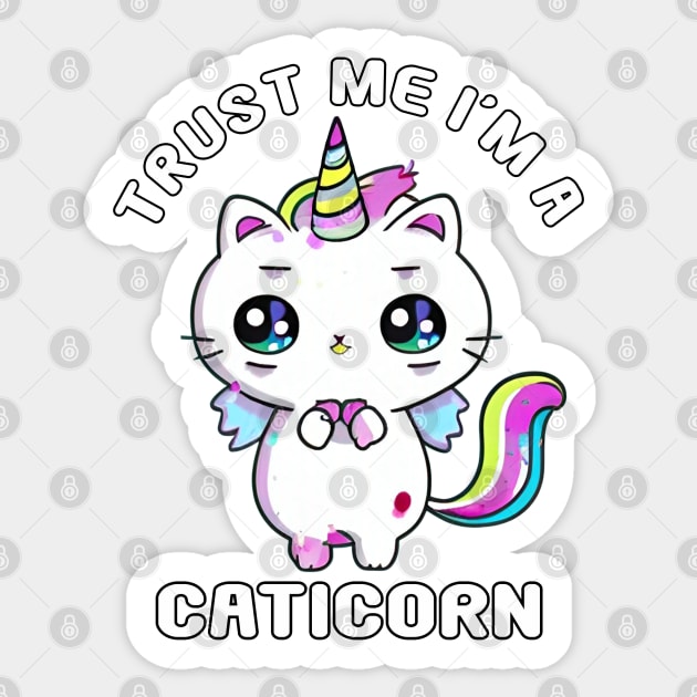 Kawaii Caticorn Unicorn Cat Kittycorn Sticker by Splash Graphics
